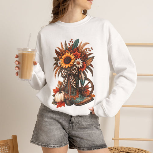 FALL COWGIRL BOOT Unisex Heavy Blend™ Crewneck Sweatshirt