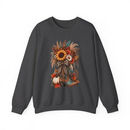 FALL COWGIRL BOOT Unisex Heavy Blend™ Crewneck Sweatshirt
