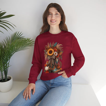 FALL COWGIRL BOOT Unisex Heavy Blend™ Crewneck Sweatshirt