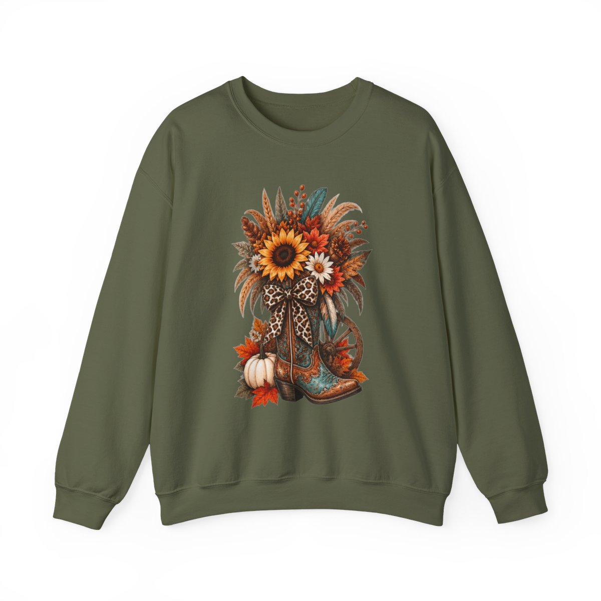 FALL COWGIRL BOOT Unisex Heavy Blend™ Crewneck Sweatshirt