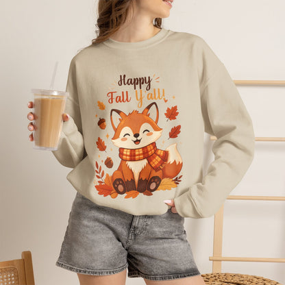 HAPPY FALL YALL FOX Unisex Heavy Blend™ Crewneck Sweatshirt