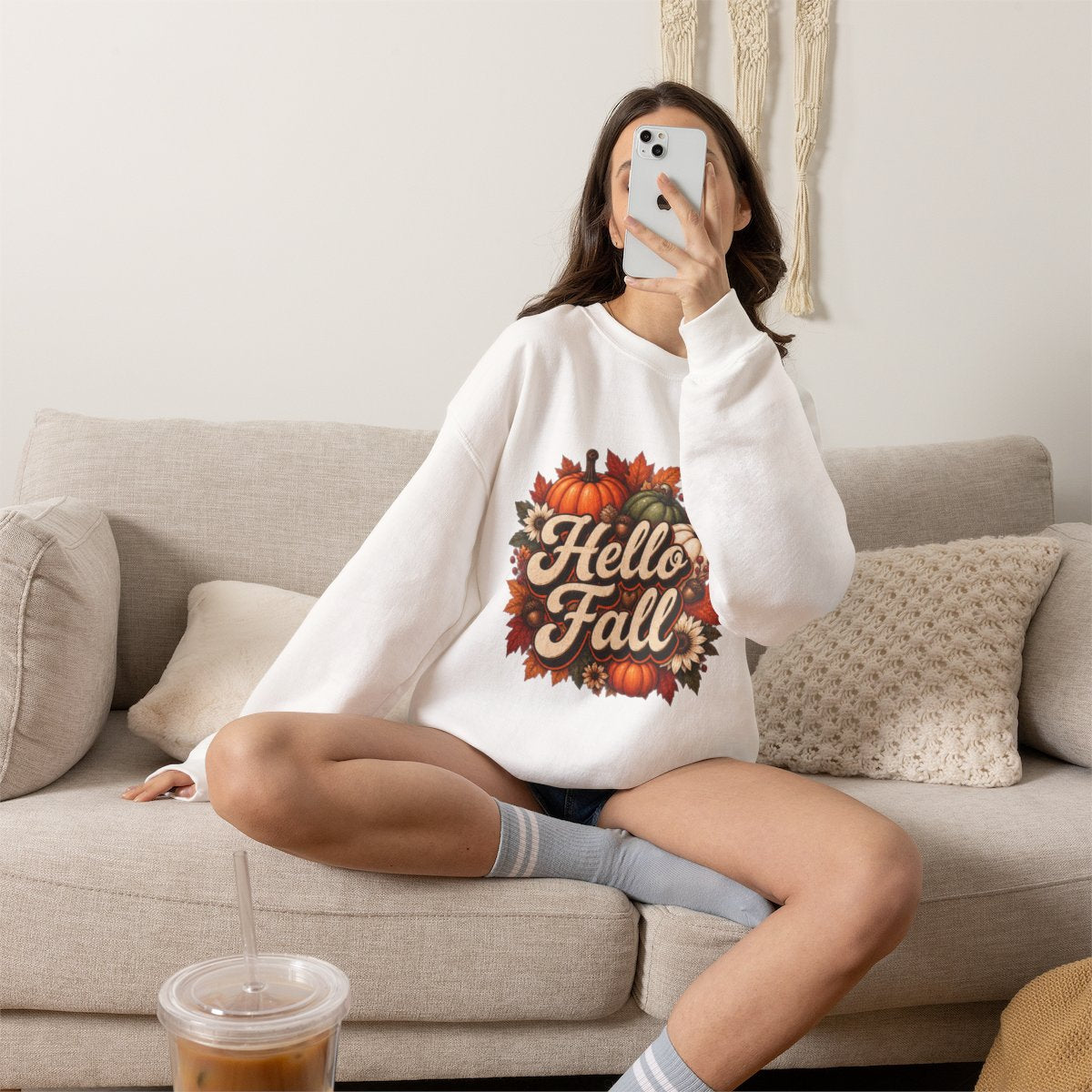 HELLO FALL PUMPKINS Unisex Heavy Blend™ Crewneck Sweatshirt