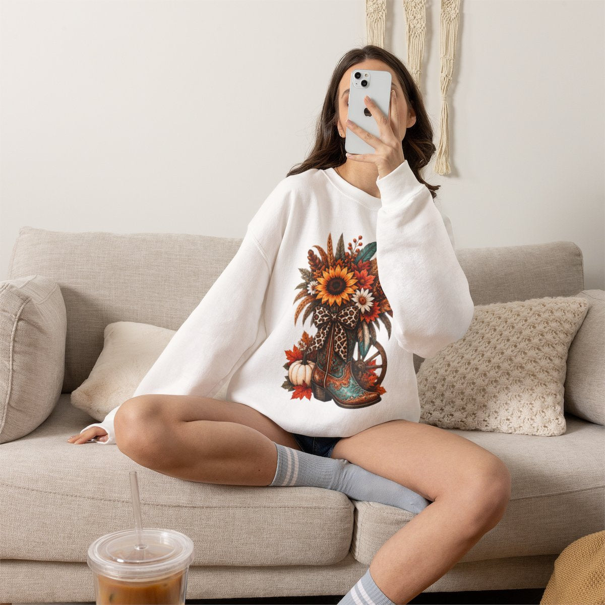 FALL COWGIRL BOOT Unisex Heavy Blend™ Crewneck Sweatshirt
