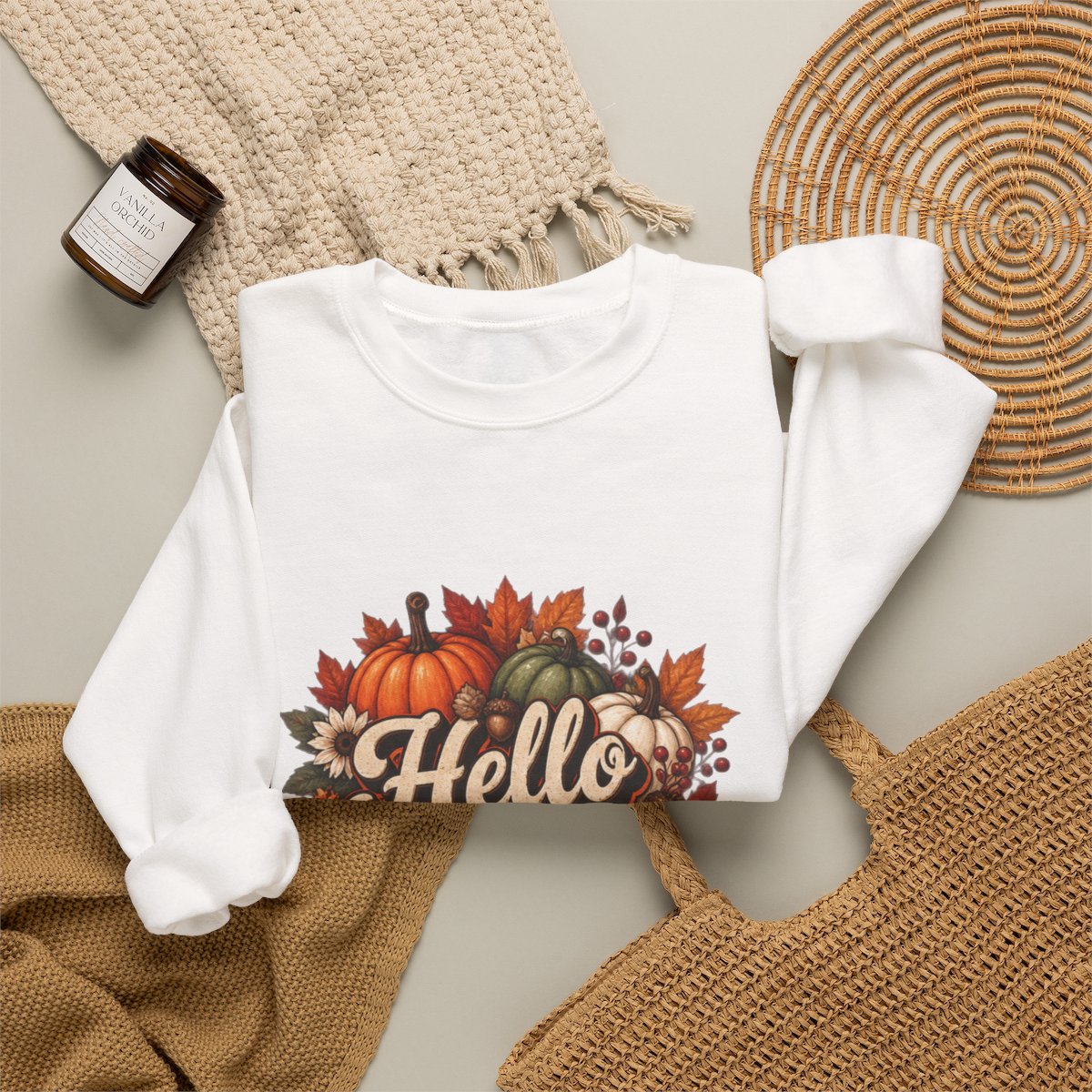 HELLO FALL PUMPKINS Unisex Heavy Blend™ Crewneck Sweatshirt